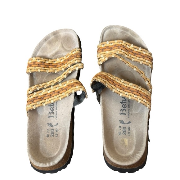 Betula Birkenstock Sandals Slides Natural Weave  W 9 M 7 EU 40 Boho Festival - Picture 5 of 9